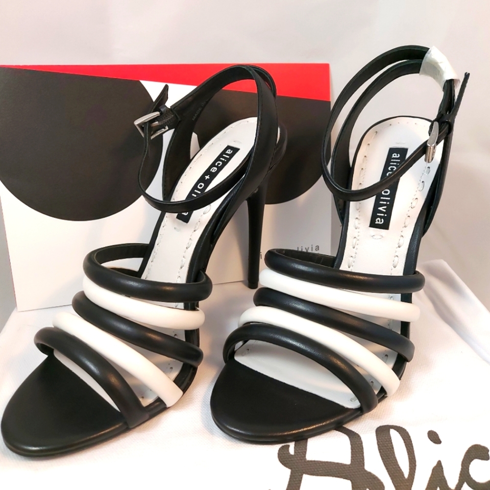 Alice+Olivia black/white Thalia sandals sz 8